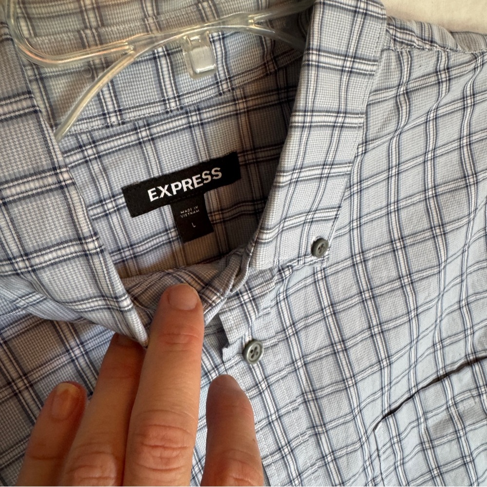 Express Men's Light Blue Checkered Shirt